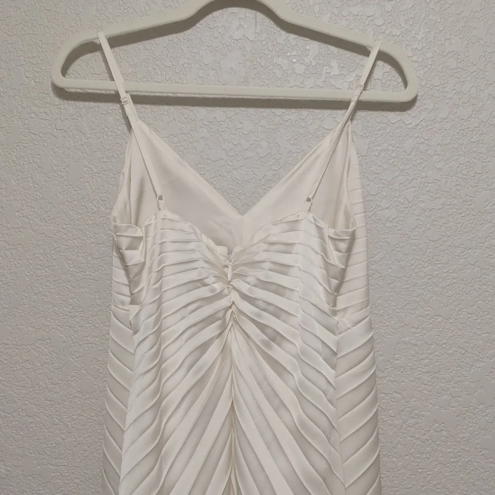 Abercrombie & Fitch Ivory Pleated Slip Maxi Dress
